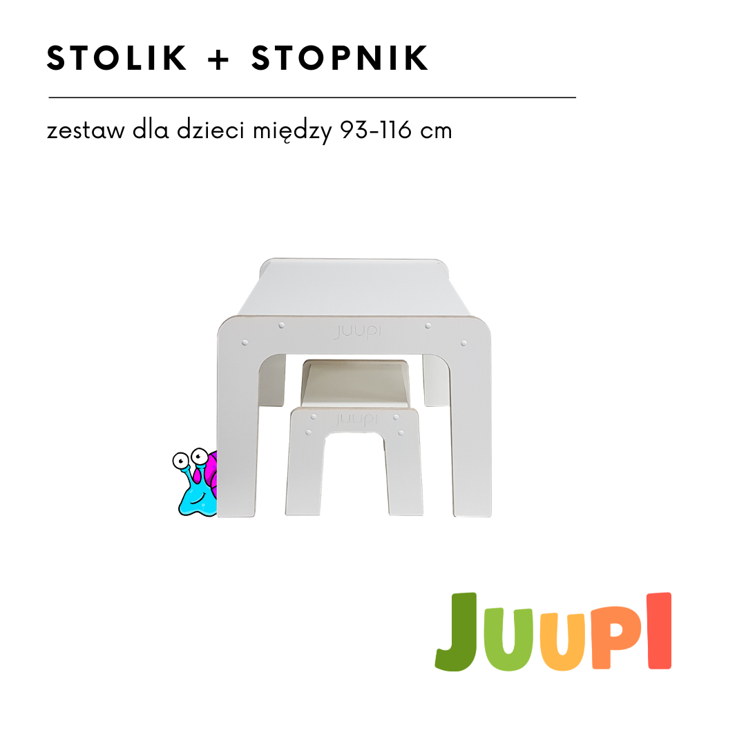 Stolik + stopnik Juupi STOLIK i taborecik, mebelki dla dzieci, do pokoju dziecka